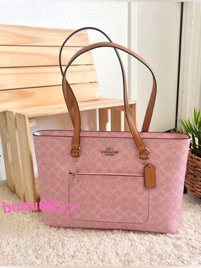 NWT💗Coach Station Tote Bag In Signature Canvas Powder Pink CEA21 Gift Summer